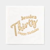 30のスクリプト文字30th誕生日名前をカスタムする 箔ナプキン (正面)