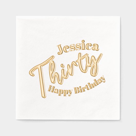 30のスクリプト文字30th誕生日名前をカスタムする 箔ナプキン (正面)