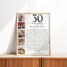 30の愛する理由 誕生日または記念日 ポスター