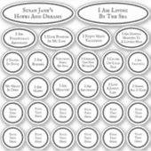 30の愛と豊かさに関するアファメーション 白黒 シール (正面)