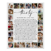 30の理由あなたが好き写真コラージュ記念ギフト ポスター (正面)