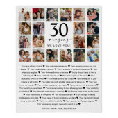 30の理由あなたが好き写真コラージュ記念ギフト ポスター (正面)