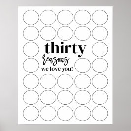 30の理由私たちはあなたを愛する誕生日記入 ポスター