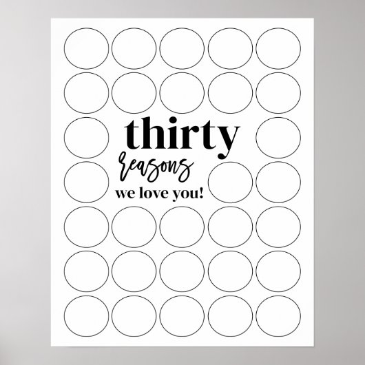 30の理由私たちはあなたを愛する誕生日記入 ポスター (正面)