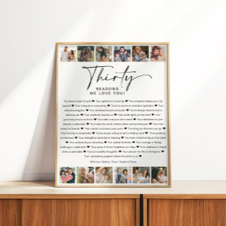 30の理由We Love You誕生日Photo Collage ポスター