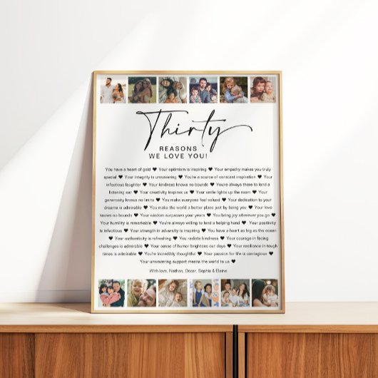 30の理由We Love You誕生日Photo Collage ポスター