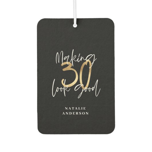 30の見栄えのよい金ゴールド誕生祝いiPad カーエアーフレッシュナー (正面)