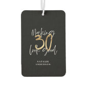 30の見栄えのよい金ゴールド誕生祝いiPad カーエアーフレッシュナー (裏面)