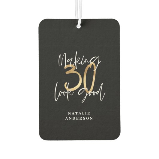 30の見栄えのよい金ゴールド誕生祝いiPad カーエアーフレッシュナー (裏面)