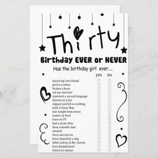 30の誕生日がゲームに出るか来ない (正面/裏面)