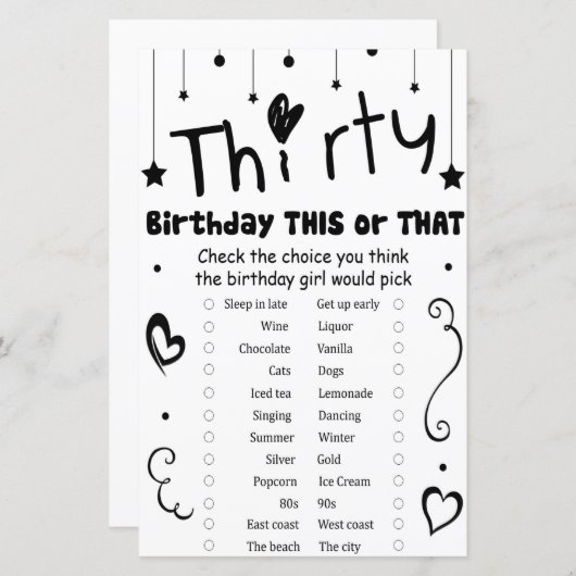 30の誕生日このゲームまたはそのゲーム (正面/裏面)