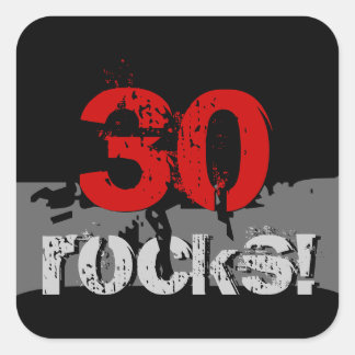 30の誕生日- 30の岩!赤グランジと黒 スクエアシール