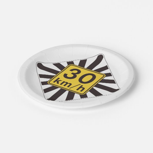 30はっきりしたkmh速度制限日が差すことトラフィックの標識 ペーパープレート (アングル)