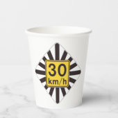 30はっきりしたkmh速度制限日が差すことトラフィックの標識 紙コップ (正面)