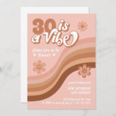 30はヴィベレトロデイジーピンク誕生日招待状 招待状 (正面/裏面)