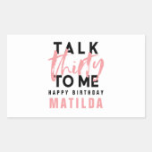 30を私にピンクモダンタイポグラフィ誕生日の四角形 長方形シール (正面)
