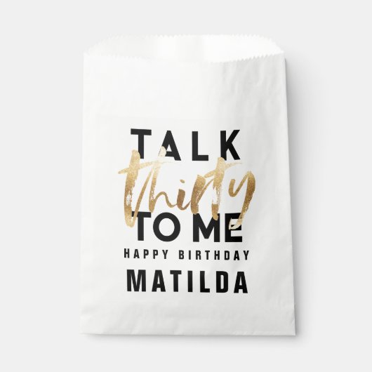 30を私にモダニアル金のタイポグラフィ誕生日 フェイバーバッグ (正面)
