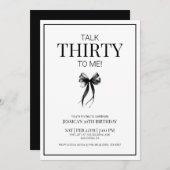 30を私に30黒い誕生日パモダンーティー 招待状 (正面/裏面)