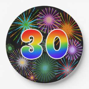 30イベント-おもしろい、カラフル、はっきりした、虹30 ペーパープレート