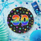 30イベント:はっきりした,おもしろい,レインボーカラフル30 ペーパープレート (パーティー)