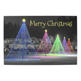 30インチx 20インチの照カラフル明クリスマスツリー メタルプリント