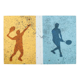 30インチx 20インチテニスプレーヤーのシルエット メタルプリント