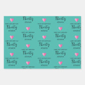 30エレガントパーソナライズされた歳の誕生日 ラッピングペーパーシート (正面2)