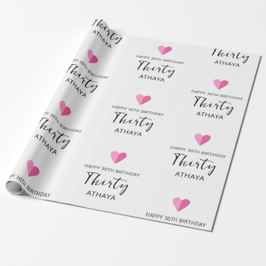 30エレガントパーソナライズされた歳の誕生日 ラッピングペーパー (アンロールド)