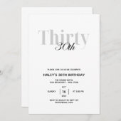 30エレガントミニマル歳の誕生日パーティの招待状 招待状 (正面/裏面)