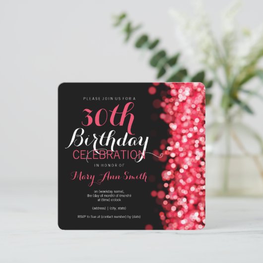 30エレガント歳の誕生日パーティーの赤信号 招待状 (スタンド正面)