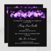 30エレガント歳の誕生日パーティー紫《写真》ぼけ味灯 招待状 (正面/裏面)