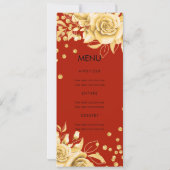 30エレガント誕生日メニュー金ゴールド赤フローラグリッター 招待状 (裏面)