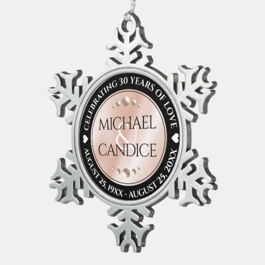 30エレガントth 46thパールの結婚記念日 スノーフレークピューターオーナメント (右)