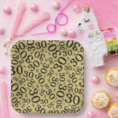 30エージ乱数パターンブラック/金ゴールド ペーパープレート (パーティー)