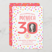 30カスタムthフォトリビング珊瑚紙吹雪 招待状 (正面/裏面)