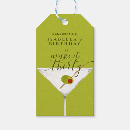 30グリーンマルティニ30歳の誕生日パーティー ギフトタグ (正面)