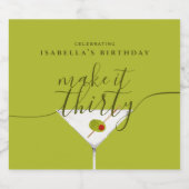 30グリーンマルティニ30歳の誕生日パーティー スパークリングワインラベル (シングルラベル)