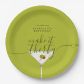 30グリーンマルティニ30歳の誕生日パーティー ペーパープレート (正面)