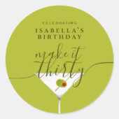 30グリーンマルティニ30歳の誕生日パーティー ラウンドシール (正面)