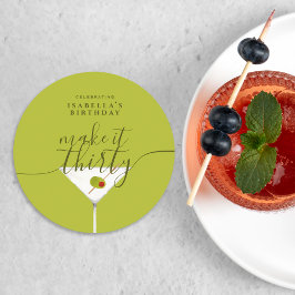 30グリーンマルティニ30歳の誕生日パーティー ラウンドペーパーコースター