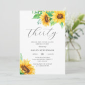 30シックな黄色のひまわりフローラ30th誕生日 招待状 (スタンド正面)
