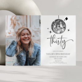 30シルバーディスコボール写真30歳の誕生日パーティー 招待状