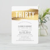 30スタイリッシュ歳の誕生日招待状フェイク金ゴールド 招待状 (スタンド正面)