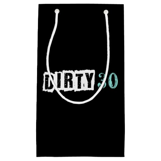 30ティール(緑がかった色)ブルーダーティ30誕生日パーティー スモールペーパーバッグ (正面)