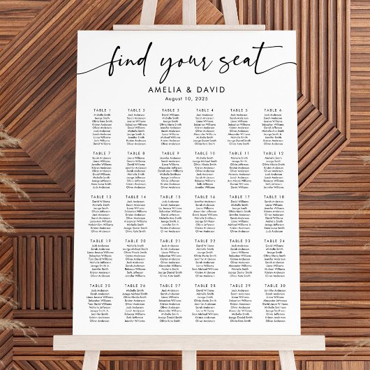 30テーブル席の座席表を見つける ポスター