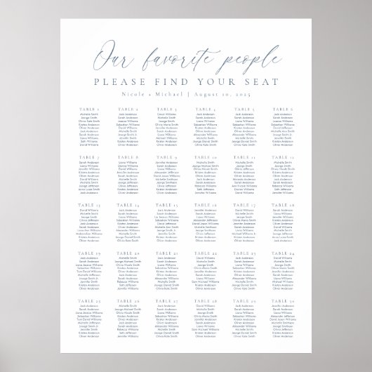 30テーブル私たちお気に入りのの人の座席表 ポスター (正面)