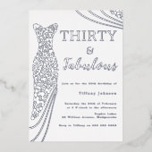 30ドルと素晴らしい！シルバードレス30歳の誕生日 箔招待状 (正面)
