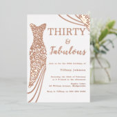 30ドルと素晴らしい！バラ金ゴールドドレス30th誕生日 箔招待状 (立ち正面)