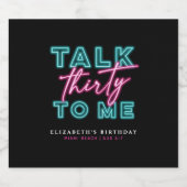 30ネオンブルー&ピンクバッハ汚い私に30話す スパークリングワインラベル (シングルラベル)