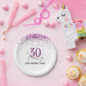 30ハッピーバースデーダークピンクグリッターガーリーパーティー ペーパープレート (パーティー)